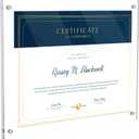 8.5x11 Acrylic Picture Frame for Wall, Clear Diploma Frame, No Drill Floating Frameless Photo Frame for Diploma Certificate Degree Document & Artworks Display, Graduation Gift for Students(1Pack, Straight edge)