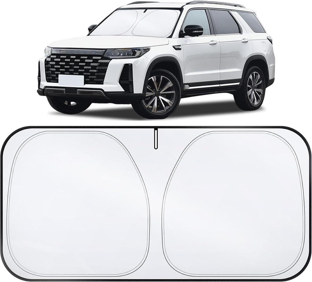 LivTee Car Windshield Sun Shade300T Polyester, Double-Layer Design, Foldable Sunshade for Small Sedans & Mini SUV, UV & Heat Protection, Automotive Interior Sun Shield, Car Accessories(57.08"x31.5")