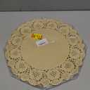 MCEAST 100 Pack Round Brown Kraft Paper Doilies 13.5 Inches Lace Paper Place Mats Rustic Scallop Doily Disposable Table Pads for Food Cakes Crafts Party Weddings Tableware Decor