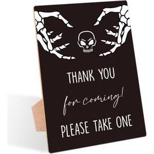 Halloween Baby Shower Table Sign, Thank You For Coming Sign, Pack of 1 Wooden Tabletop Sign with Stand, Black Gothic Baby Shower Supplies, Gender Reveal Party Decorations - TX20