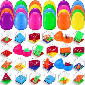 24 Pack Easter Eggs with Maze Cube Puzzle Set Easter Basket Stuffers Ideas Mini 3D Brain Maze Puzzle Party Games for Family Party Gifts for Adults
