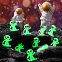 2 x 50 Pcs Glow in the Dark Mini Alien Figures Small Tiny Small Aliens Figurine Miniatures for Space Party Favors Hide and Prank Bulk Gifts Goodie Bag Fillers Stocking Stuffer (White)