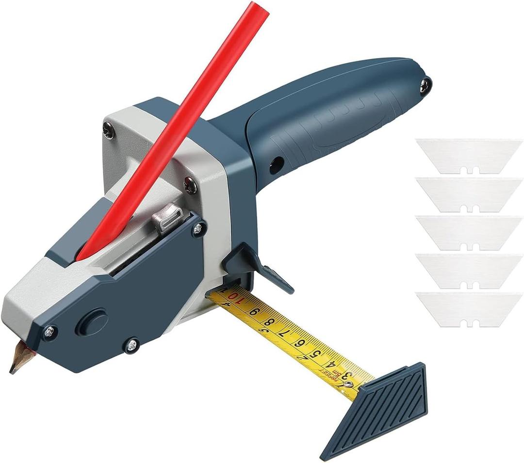 Dry wall cutting tool - gypsum/rock/cardboard cutter, industrial grade alloy blade integrated hand tool, gypsum board cutting tool, all-in-one hand tool with tape measure and utility knife