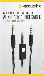 Acoustix Braided Auxiliary Audio Cable 3.5mm To 3.5mm Connector - 6 Foot