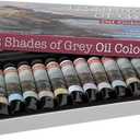 Artist Oil Colors, Set of 12, 21ml Tubes, Assorted, Highly Pigmented Triple Milled Rich Subtle Greys From The Tube