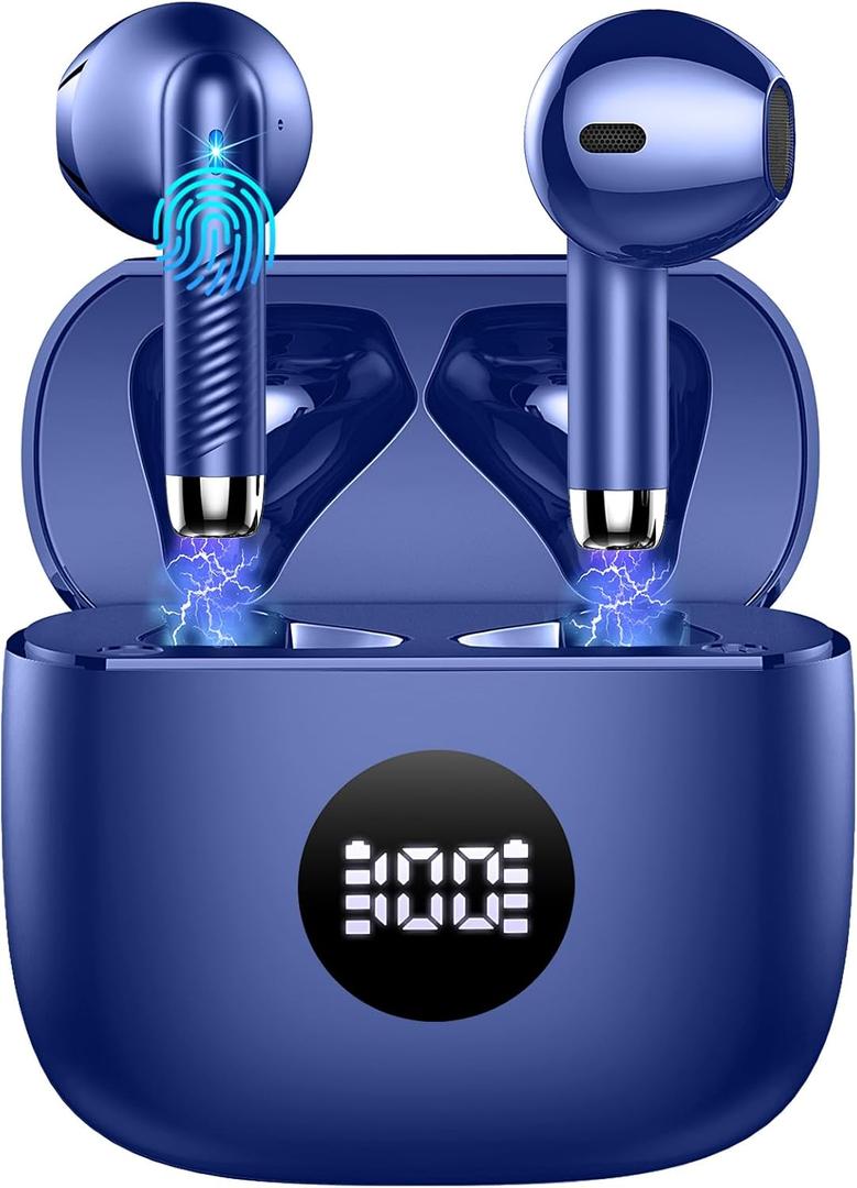 Wireless Earbuds, Bluetooth 5.4 Ear Buds LED Power Display Headphones Bass Stereo, Bluetooth Earbuds in-Ear Noise Cancelling Mic, 40H Playback Mini Case IP7 Waterproof Sports Earphones for Android iOS