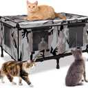 Outdoor Cat House - Weatherproof Outdoor Cat Shelter with 2 Doors & Rain Cover, Waterproof Cat House for Feral Cats & Stray Pets (32"x22"x18") - Unheated