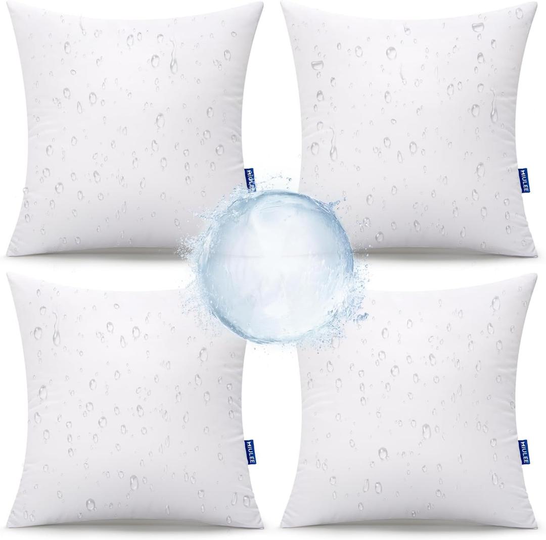 MIULEE 18x18 Outdoor Pillows,Set of 4 Throw Pillows Waterproof,Soft Support Throw Inserts Decorative Water Resistant for Patio Furniture and Garden
