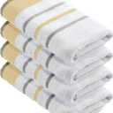 Great Bay Home Decorative Hand Towel Set - Cotton 4 Pack 26x16 Hand Towel Set - Durable Towels for Bathroom Decor (Gold/Grey)