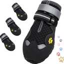 Dog Shoes, FISHOAKY Dog Shoes for Large Dogs, Mesh Breathable Dog Boots & Paw Protectors for Summer Hot Pavement Winter Snowy, 360°Anti Slip 4Pcs Dog Booties with Reflective Black (Size 8)