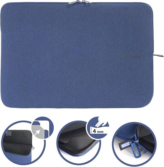 TUCANO Melange Neoprene Sleeve Comp. with MacBook Pro 16” / Laptop up to 15.6”, 4mm Thick, Anti-Slip, Anti-Scratch Blue