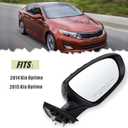 Right Passenger Side Mirror Compatible With 2014 2015 Kia Optima With Manual Folding Power Glass Turn Signal Heated Black Replace#876204C501(6Pins)