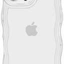 Anuck for iPhone 16 Pro Max Case Wavy Edge Clear Back Design, Anti-Slip Grip Cute Wave Curly Frame Shape Shockproof Soft TPU & Hard Bumper Protective Phone Case Cover for Women Girls, Clear, Pack of 14