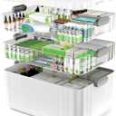 3-Tier Medicine Organizer - Portable Medicine Cabinet with Plastic Handle, Multipurpose Medical Box, Pill Organizer, Empty First Aid Kit for Home