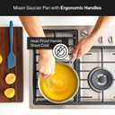 Misen 5-Ply Stainless Steel Saucier with Lid Induction-Compatible Pan with Curved Sides for Smooth Stirring - Oven Safe to 800F Even Heat Distribution & Ergonomic Handle - 3 QT