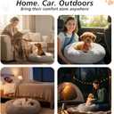JOLLYVOGUE Calming Dog Bed Medium Size Dog, Anti-Anxiety Donut Medium Pet Bed, 27 inches Fluffy Faux Fur Round Cat Bed (Smoke Grey)