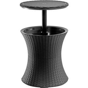 Keter Pacific Cool Bar Outdoor Patio Furniture and Hot Tub Side Table with 7.5 Gallon Beer and Wine Cooler, Dark Grey