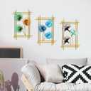 3 Pcs Gold Metal Wall Decor Wall Art, Modern Metal Leaf Wall Sculpture for Livin