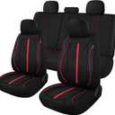 Breathable Premium Car Seat Covers Full Set3D Air-Mesh Seat Covers for CarsComfortable Safety Airbag CompatibleUniversal for Most Cars Sedan Truck SUV(Black/Red)