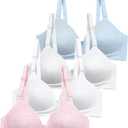 SALIA GIRL Soft Padded Bras for Girls & Teens 12-14, No Wires Cotton Developed Training Bras (32, Grey/White/Blue/Pink)