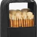 MONSTINA Makeup Brush Bag, Travel Makeup Brush Case Portable Large Makeup Brush Holder Marker Organizer Pro Makeup Artist Bags Sets Clear Cosmetic Bags Dust-Proof (Black)