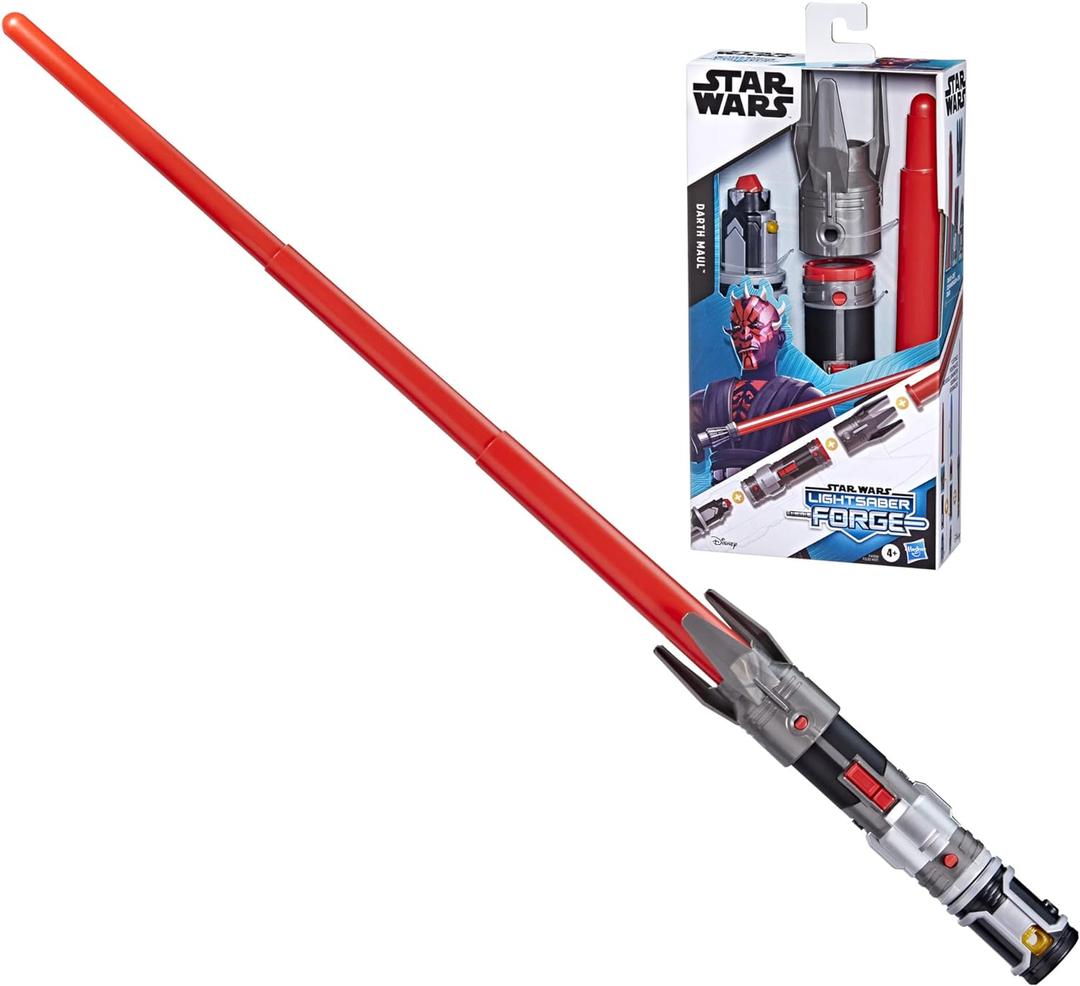 STAR WARS Lightsaber Forge Darth Maul Extendable Red Lightsaber, Customizable Roleplay Toy, Toy for Kids Ages 4 and Up