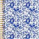 BearCake Chinoiserie Grandmillennial Notebook Journal, Blue Floral Aesthetic Notebook,Blue Aesthetic Office Supplies, Notebooks for Work, Hardcover Spiral Notebook 5.5x8.3