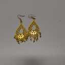 Gold Filigree Earrings-Gold Plated Dangle Earrings for Women Boho Earrings Indian Jewelry Long Chandelier Earrings for Women Big Gold Indian Earrings for Women Trendy