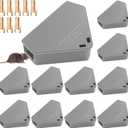 Qualirey 12 Pcs Mice Station with Key Triangle Bait Station Reusable Rodent Trap Bait Box, Keeps Children and Pets Safe Indoor & Outdoor, Bait Not Included, Suitable for Small Mice (Gray)