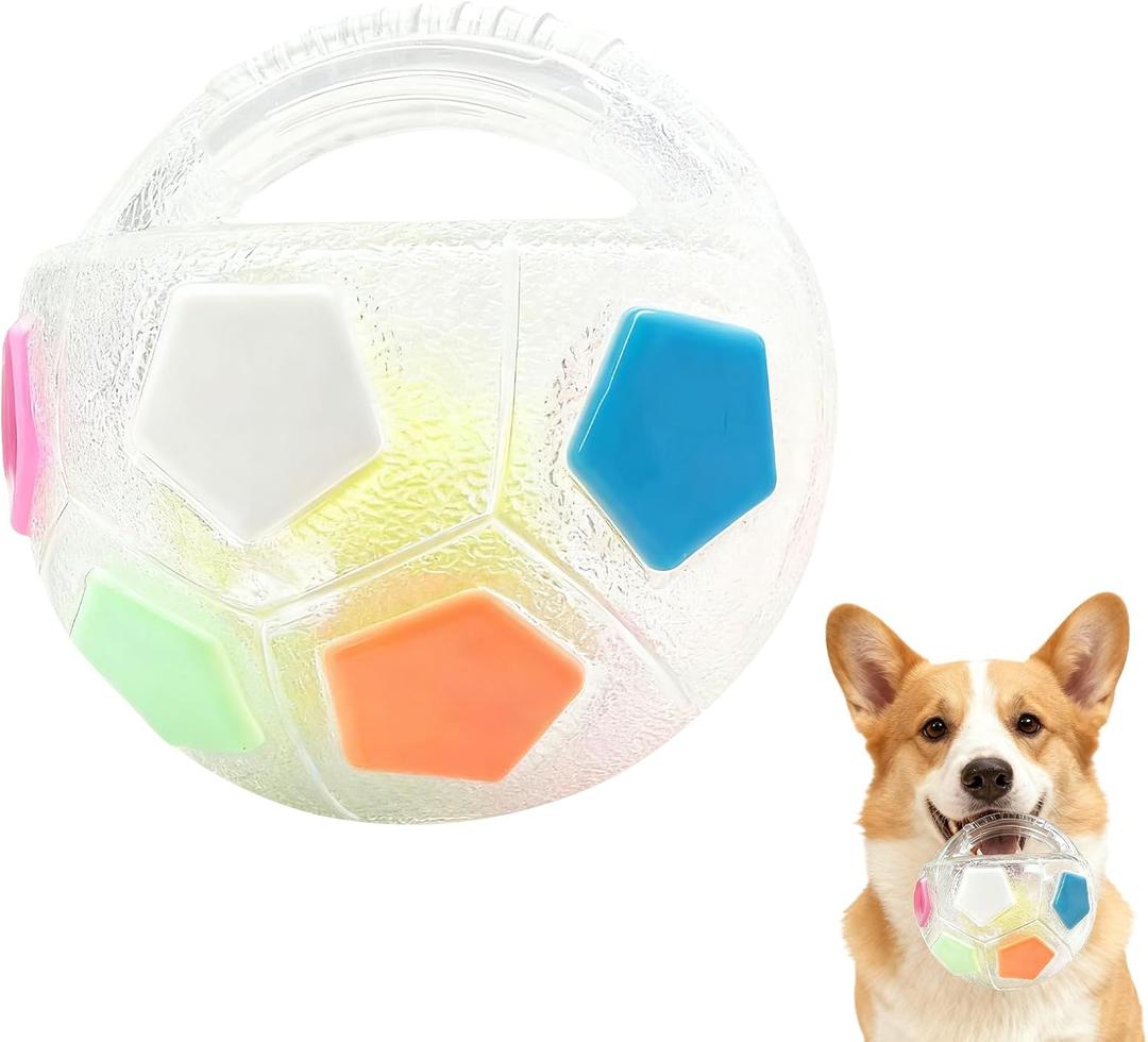 The Mellow Dog Calming Ball with Handle, Mellow Dog Calming Ball,Squeaky Floating Rubber Balls,Interactive Balls for Dogs Playing,Water Play,Training & Outdoor Games (White)