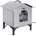 Rest-Eazzzy Cat House for Indoor and Outdoor Cats in Winter, Waterproof, Fully Insulated Shelter for Stray and Feral Cats, Great for Cat Houses for Outdoor and Cat Beds for Indoor Cats(Grey, Medium)