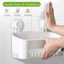 LUXEAR Suction Cup Shower Caddy - No Drilling Removable Shower Caddy - Powerful Suction Shower Organizer Max Hold 22lbs, Waterproof Suction Storage Basket for Bathroom & Kitchen
