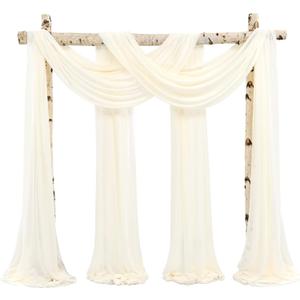 Wedding Arch Draping Fabric, 12 Panels 28"x20ft Ivory Drapes for Ceremony, Chiffon Fabric Arbor Drapery Decorations, Reception Sheer Backdrop Curtains for Party Swag