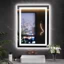 LOAAO 23.6"x31.5" LED Mirror for Bathroom, Lighted Bathroom Mirror with Lights, Anti-Fog, Dimmable, Memory Function, Clear Reflection