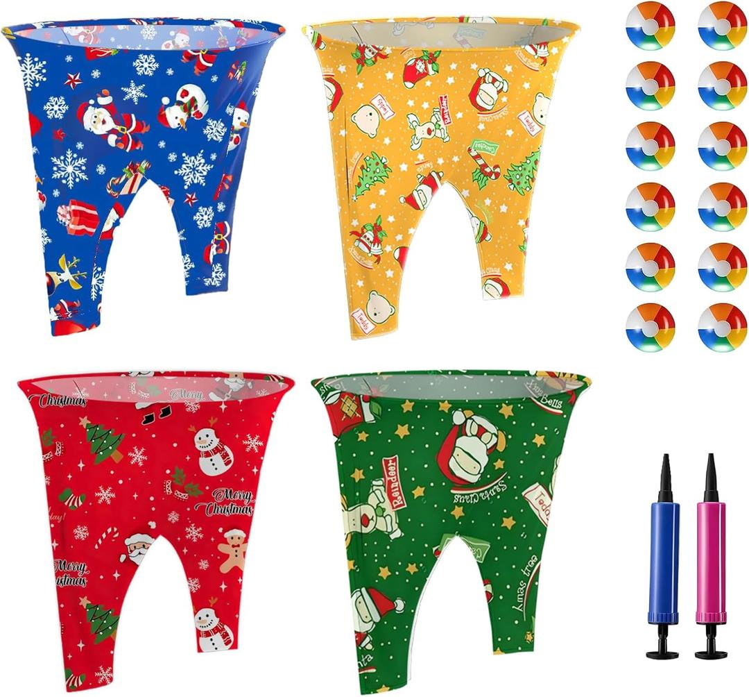 Granny Pants Outdoor Game, Christmas Granny Pants Yard Game for Adults and Kids, Giant Outdoor Games with 4 Oversized Pants & 12 Bouncy Balls