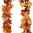 Lvydec 2 Pack Fall Maple Garland - 5.9ft/Strand Artificial Fall Foliage Garlands Assorted Color Leaves Autumn Decor for Home Wedding Halloween Thanksgiving Party