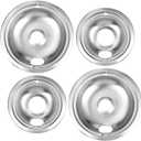 Drip Pan Kit,Universal Chrome Burner Drip Bowls Replacement for Whirlpool Kitchen Aid Range Parts W10278125 W10196405 W1019640,4 Pack (2x6" and 2x8")