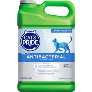 Cat's Pride New Antibacterial Cat Litter: Destroys 99.9% of Odor-Causing Bacteria - Powerful Odor Control - Premium Lightweight Clumping Litter - Scented, 12 Pounds