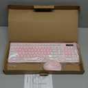 Wireless Keyboard and Mouse Combo, Reccazr 2.4G FullSized Keyboard and Mouse Cordless, 3 DPI Adjustable Mouse, DualSystem Keyboard for Computer/Laptop/Windows/Mac (Pink & White)