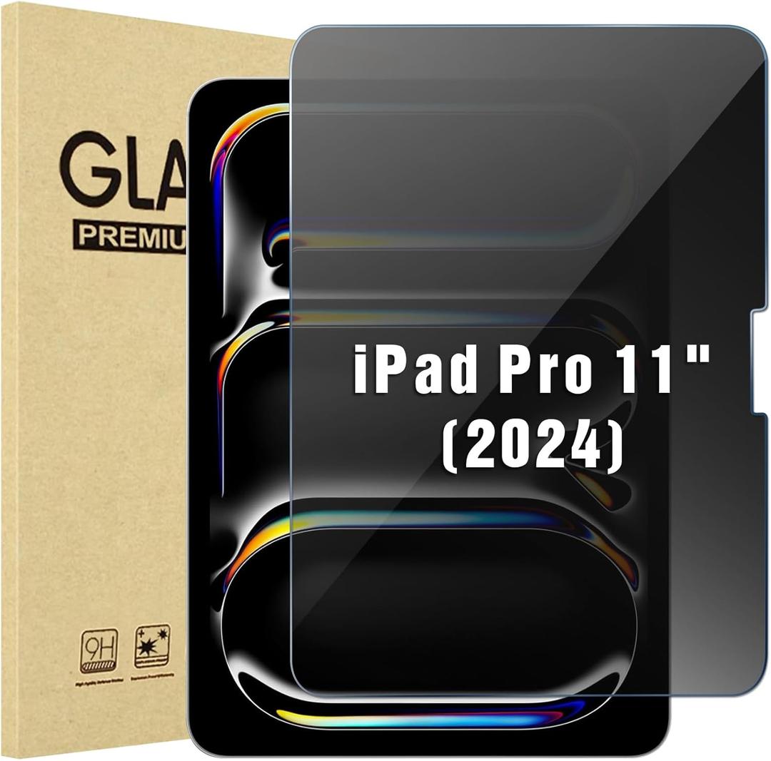 ProCase 1 Pack Privacy Screen Protector for iPad Pro 11 Inch M4 2024, Anti-Spy Tempered Glass Film for iPad Pro 11" 5th Generation A2836 A2837 A3006 (1 Privacy Screen)