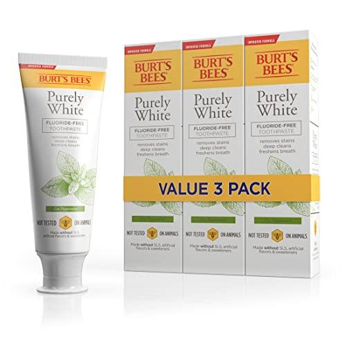 Burt's Bees Toothpaste, Natural Flavor, Fluoride-Free, Purely White, Zen Peppermint, 4.7 oz, Pack of 2
