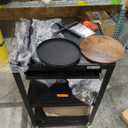 iDavosic.ly 2 Tier Hanging Plant Stand Indoor, Tall Vertical Corner Metal Flower Heavy Duty Pot Holder Shelf for Patio Porch Living Room, Modern Black & Rustic Brown - Round