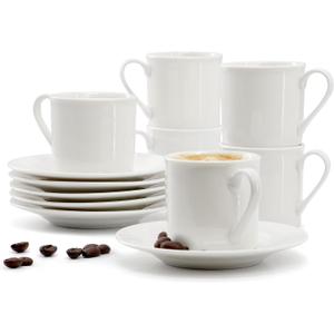 Elama Aspin 12 Piece 2.5 Ounce Porcelain Espresso Cup Set with Saucers, Coffee Set, Serveware Set, Drinkware, Tea Set (Aspin)