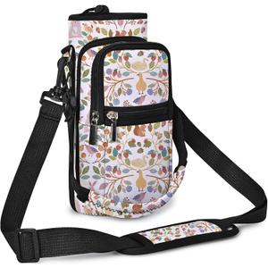 icolor Water Bottle Carrier Bag with Strap 25/32/40 oz Crossbody Bottle Holder with Phone Pocket Sling Sleeve Insulated Neoprene Water Bottle Pouch for Walking Travelling