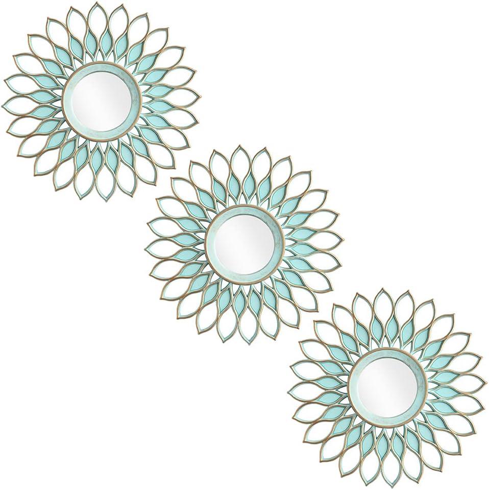 Aeveco Small Round Decorative Mirrors Pack of 3 for Room & Home | Green Circle Mirrors Modern Wall Decor Gifts for Women & Moms