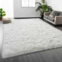 Deerhoo Large Shag Area Rugs 8 x 10, Plush Fuzzy Rugs for Living Room, Ultra Soft Fluffy Furry Rug for Bedroom, Indoor Carpet Nursery Rugs for Kids Room Home Decor, White