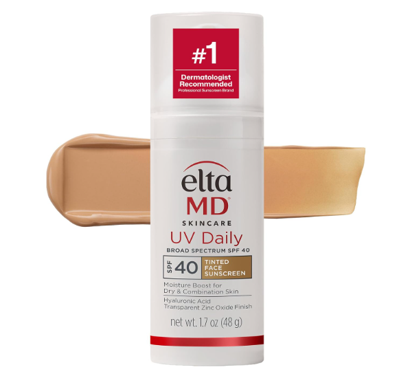 EltaMD UV Daily Tinted SPF 40 Face Sunscreen Moisturizer with Zinc Oxide, Tinted Daily Face Moisturizer with SPF, Sunscreen for Dry Skin,1.7 oz Pump