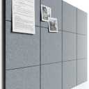 Bumusty Large Cork Board 47"x35" Alternative - 12 Pack Felt Wall Tiles with 70 Safe Removable Adhesive Tabs, 30 Pushpins, Cork Boards for Walls Pin Board Tack Board Cork Board (Silver Mink)