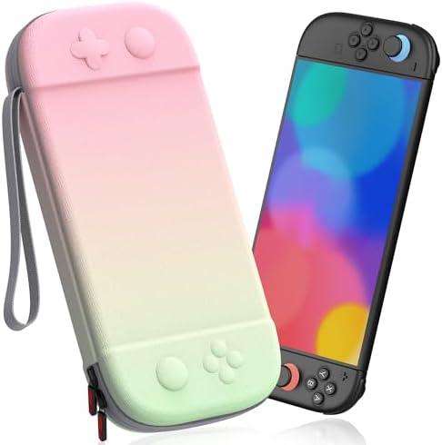STARTRC GAMES Slim Carrying Case for Nintendo Switch 2 2025, Hard Shell Travel Case with 12 Game Card Slots, Portable Carry Bag for Switch 2 Console Pink & Green