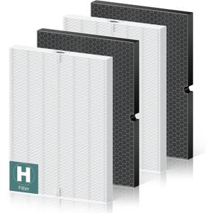 116130 Replacement Filter H for Winix 5500-2 AM80 Plasmawave Air Purifier, True HEPA Filter and Activated Carbon Filter Combo Pack, 2 Set